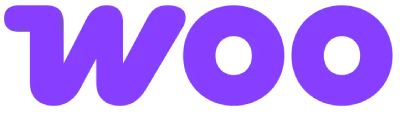 Logo de WooCommerce avec le mot “woo” en style bulle de BD, de couleur violette, pour la réalisation de sites e-commerce.