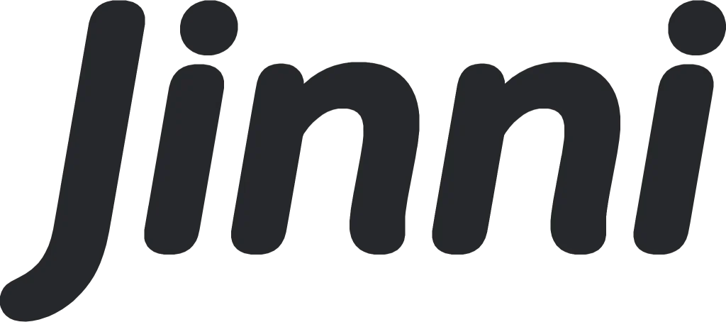 “jinni”标志，黑色，透明背景，现代风格，圆角字体。