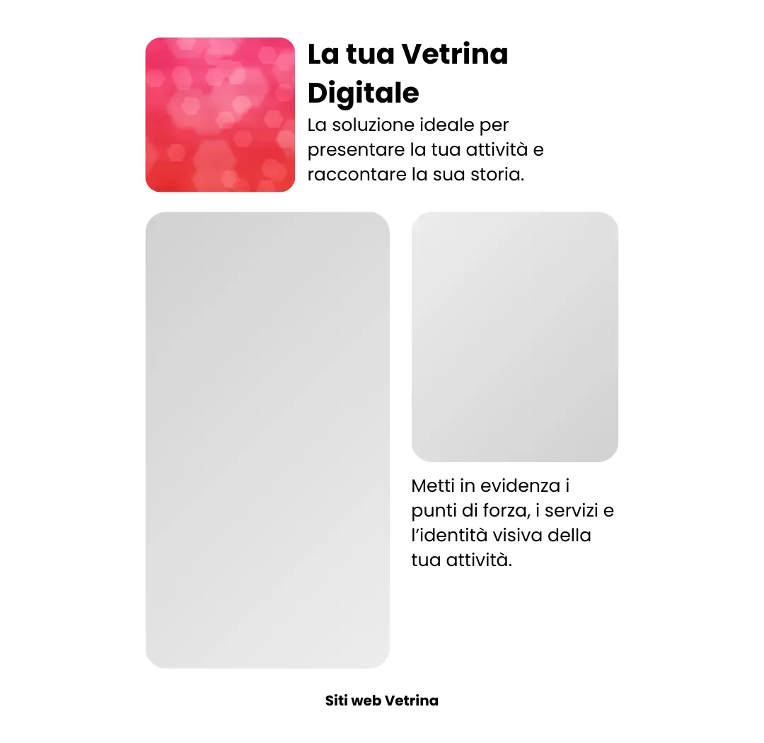 Grafisches Layout einer Präsentations-Website mit Beschreibungstext, Platzhalterbildern und weißem Hintergrund.