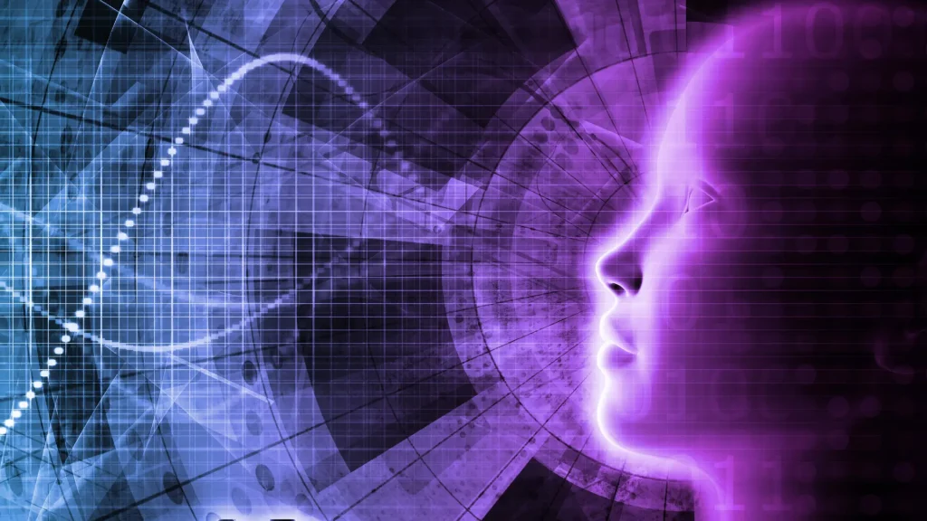 未来感的数字化人脸,带有科技元素,对应 AI Focus 文章中介绍的人工智能训练