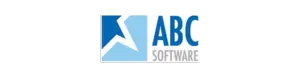 Logotipo de ABC Software con gráfica azul y blanca y un símbolo en forma de A estilizada para la página Digital Portfolio