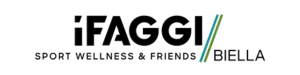 Logotipo de I Faggi con una línea verde y azul inclinada hacia la izquierda y texto negro para la página Digital Portfolio