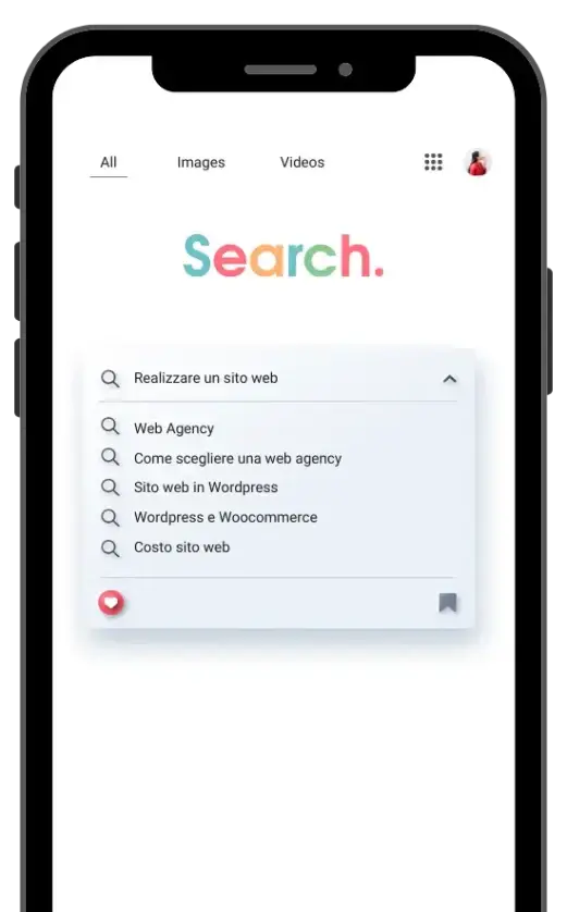 Mobiler Bildschirm mit Suchergebnissen zur Erstellung von Websites als Beispiel für die SEO-Optimierung.