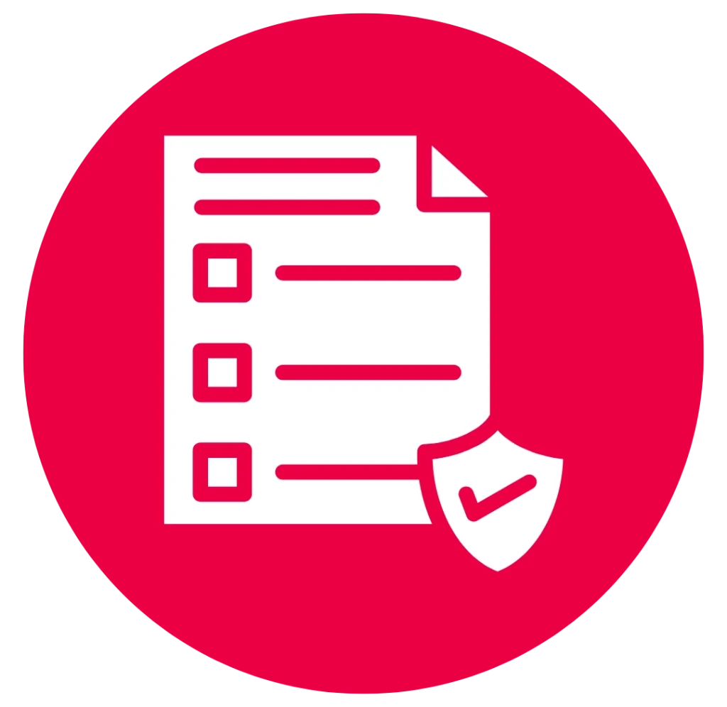 Icon der regulatorischen Compliance des Digital Security Hub von Jinni Srl mit Dokument und Sicherheitsschild