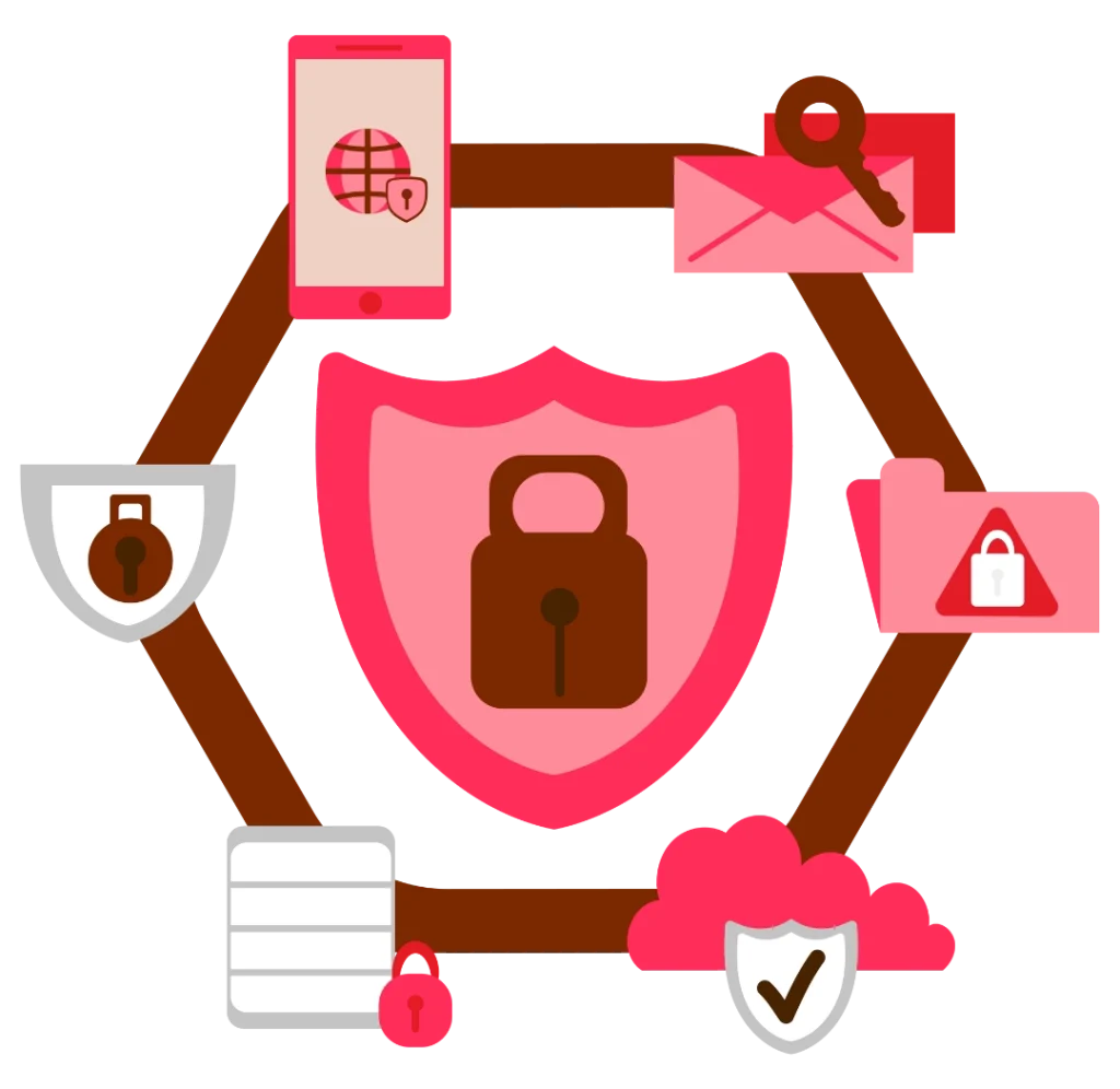 Jinni Srl 的 Digital Security Hub IT 安全图标,挂锁与数字数据保护