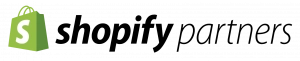 Logo Shopify Partners in versione nera su sfondo trasparente.