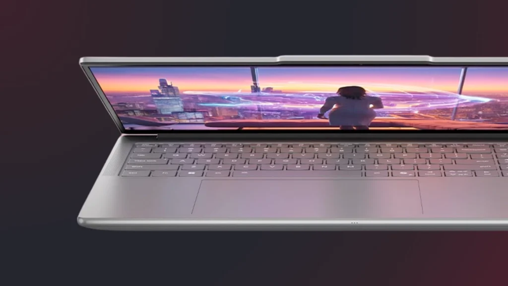Laptop mit futuristischer Oberfläche und fortschrittlicher digitaler Visualisierung