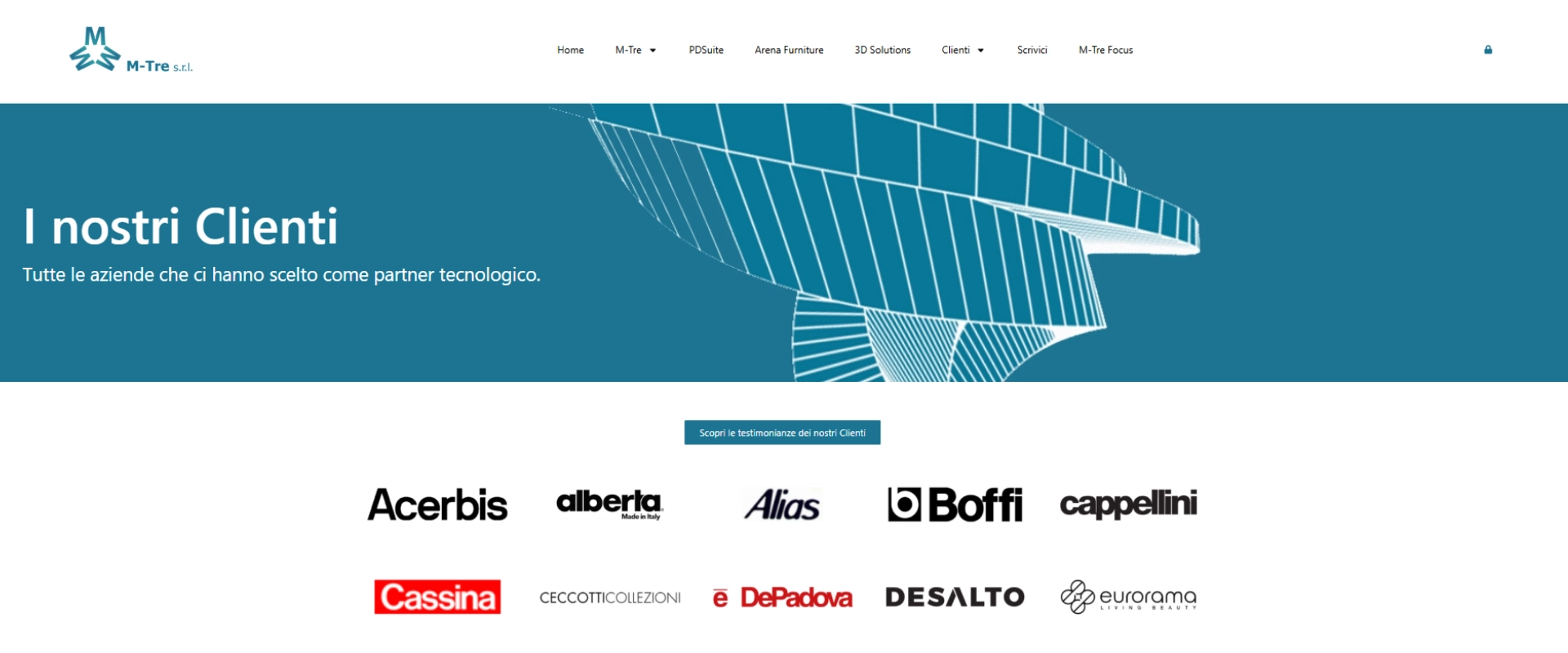 Logos of client companies using M-Tre solutions