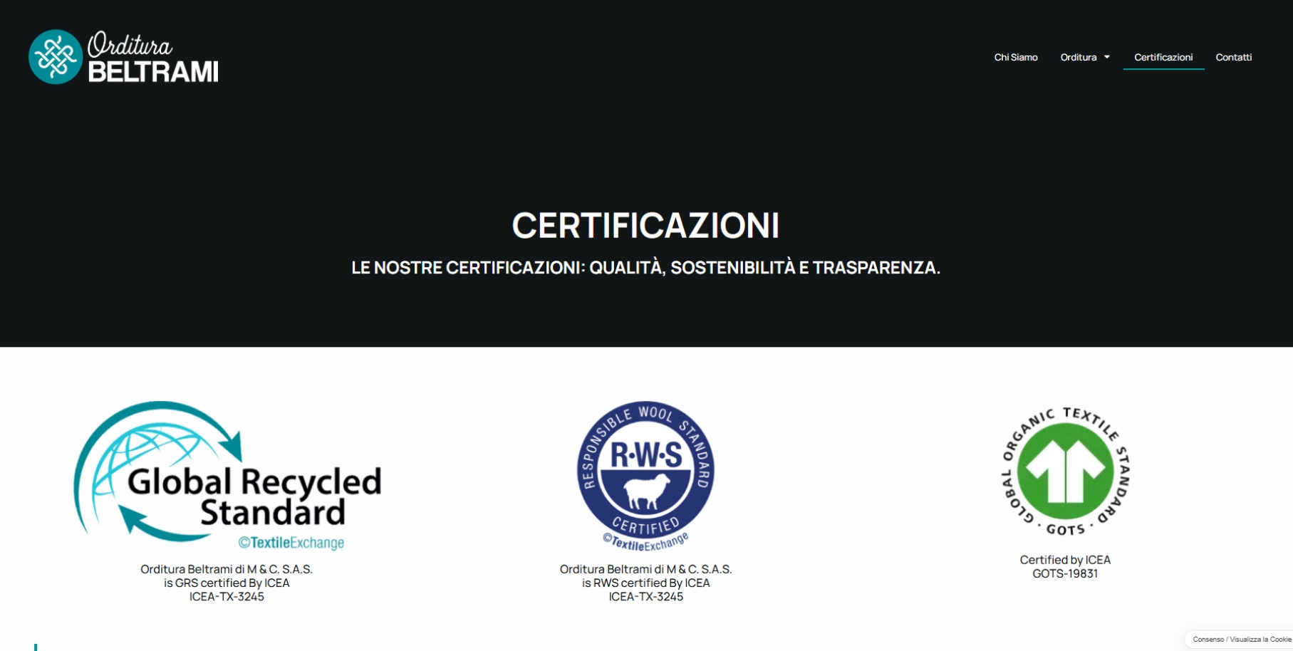 GRS, RWS and GOTS textile certification logos for sustainability and quality