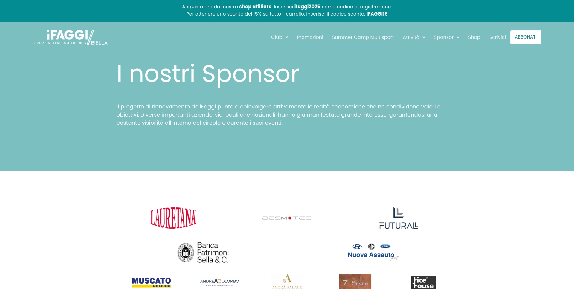 Elenco sponsor del Club iFaggi sul sito ufficiale, con loghi di aziende locali e nazionali.