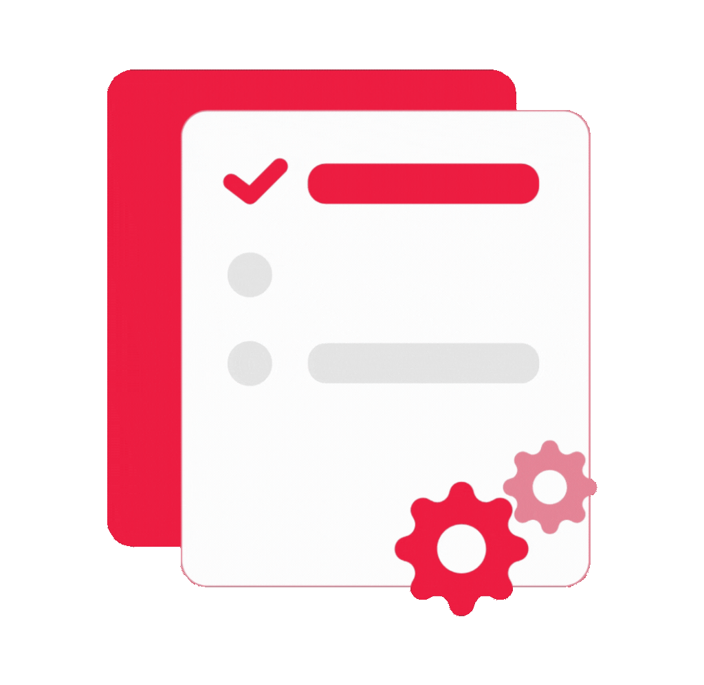 Icona monitoraggio e gestione centralizzata del Digital Security Hub di Jinni Srl con checklist e ingranaggi