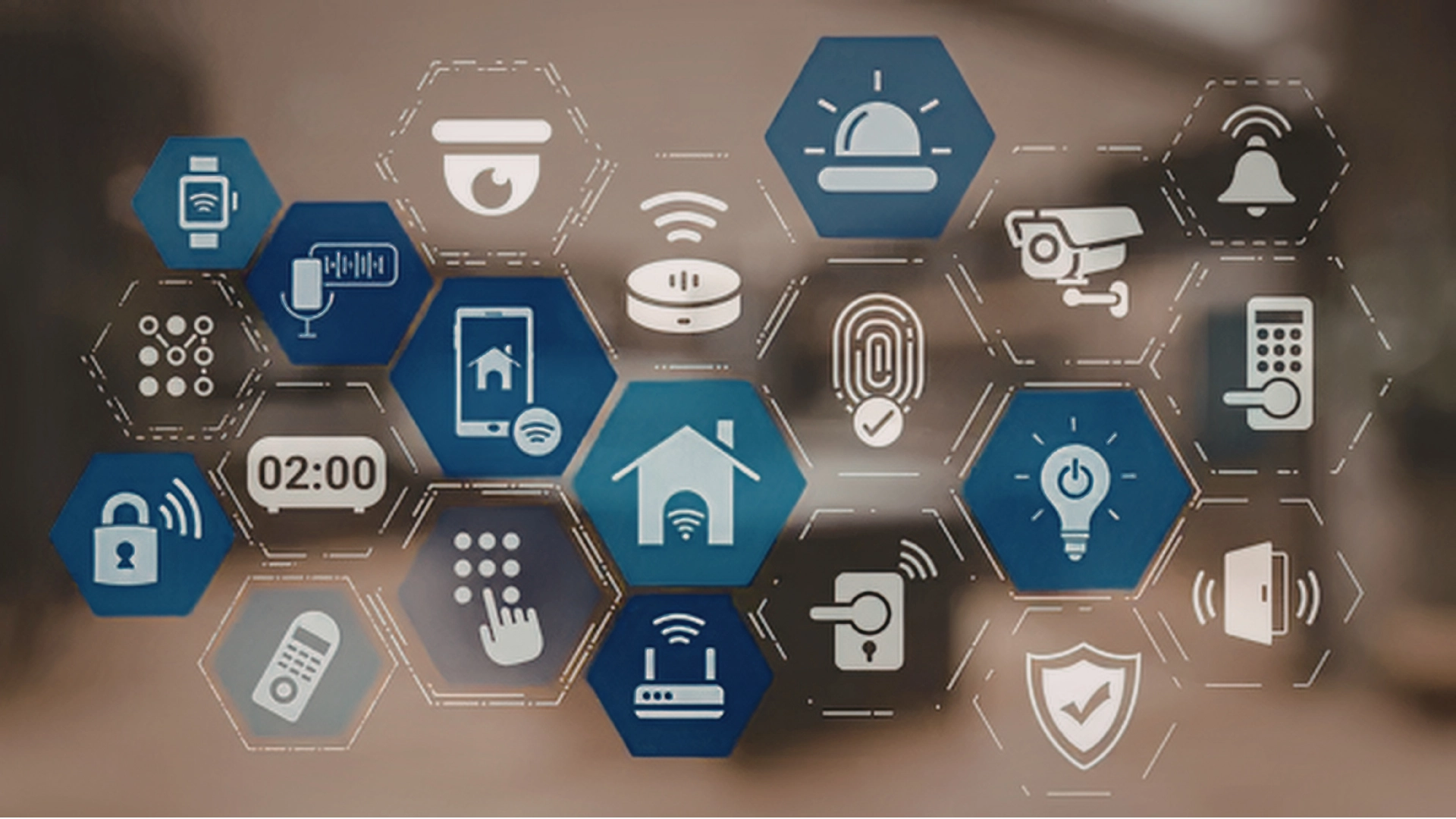Connected device and automation icons representing technology integration and data